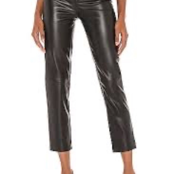 LBLC The Label Robin Pant Faux Leather Black High Rise Straight Leg Sizes S & M - Picture 2 of 16